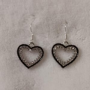 White cz heart silver